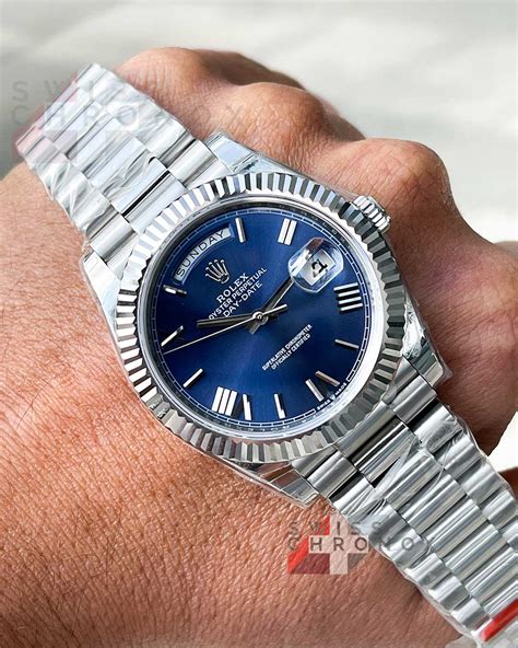 rolex day date blau